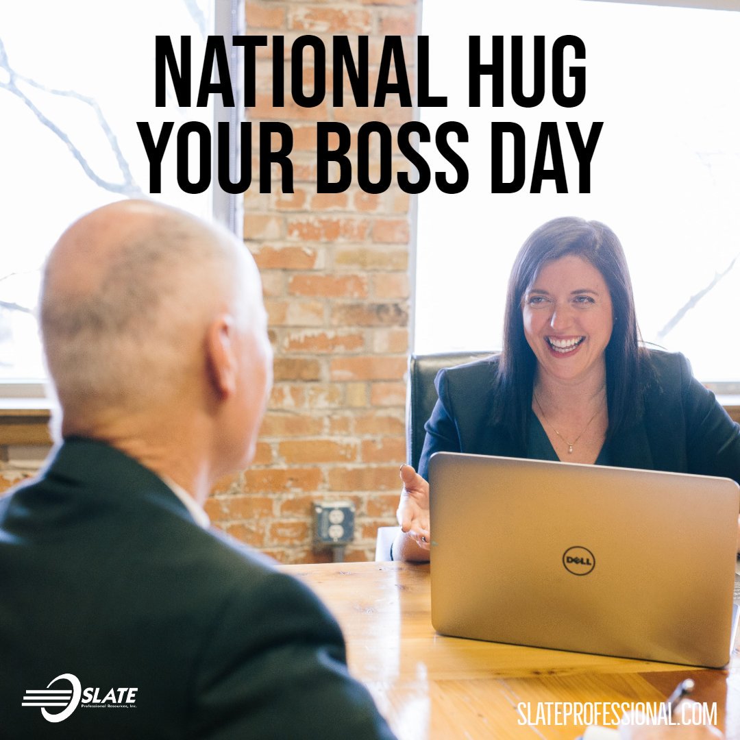 SlateProfRes's tweet photo. Happy National Hug Your Boss Day
#hugyourbossday #slateprofessional #professionalstaffing #staffing #professional #consulting #recruiting #nowhiring #hiring #jobs #jobsearch https://t.co/HcpI5fE1yV
