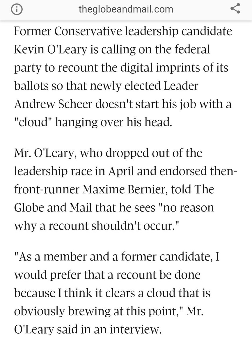 4) Dragon's Den/Shark Tank host Kevin O'Leary was a contender in the Conservative Party's leadership election. He called for a recount of the vote.