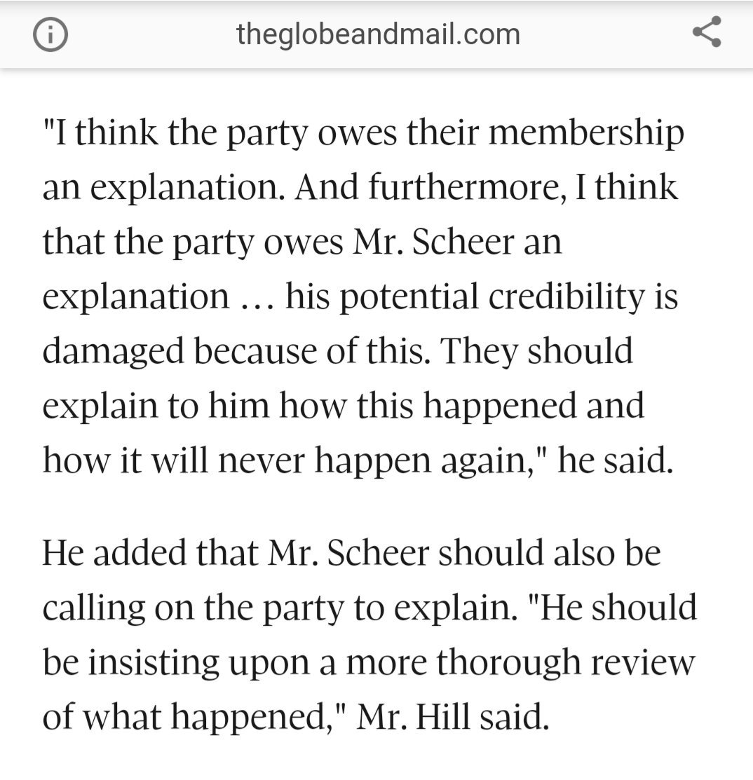 8) Former Conservative Cabinet Minister Jay Hill was Bernier's co-chair in Western Canada. He also called for transparency.