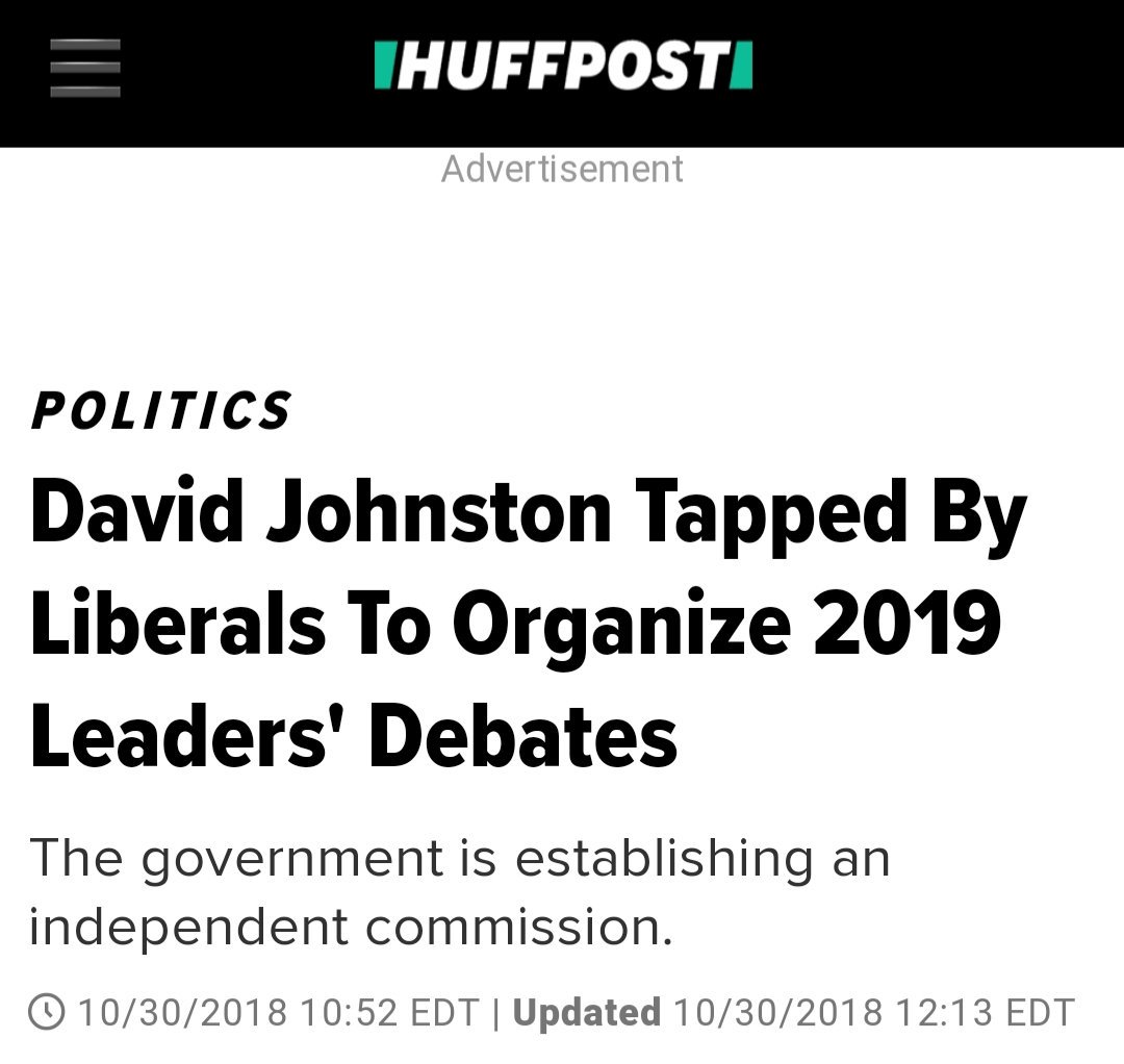 22) The very same day, the Liberal Government picked David Johnston to head the newly formed federal debate commission. He has the power to decide whether Mr. Bernier speaks or not. None of the other leaders have publicly questioned it.