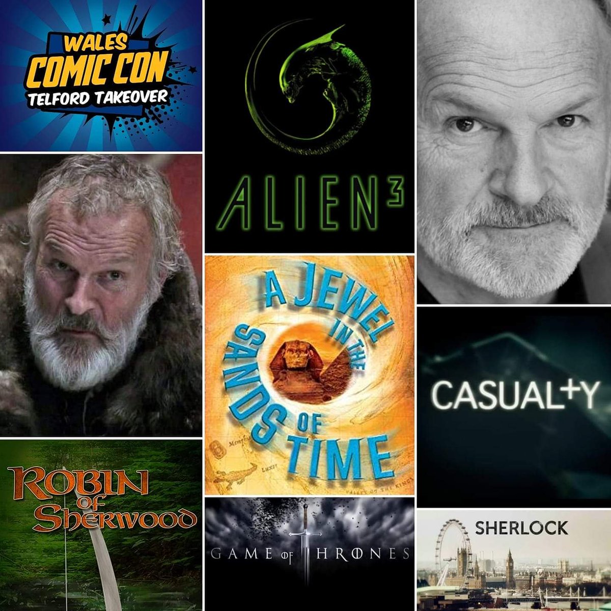 andybrittle1's tweet photo. @MantleClive #GameofThrones #Casualty #Sherlock #Alien3 #RobinofSherwood #TheVicarofDibley award winning author #AJewelintheSandsofTime #TheTreasureattheTopoftheWorld appearing @walescomiccon Saturday 7th Sunday 8th of December courtesy of https://t.co/4rZX6s9Un0 @AndyBrittle1 https://t.co/vL753hKe3K