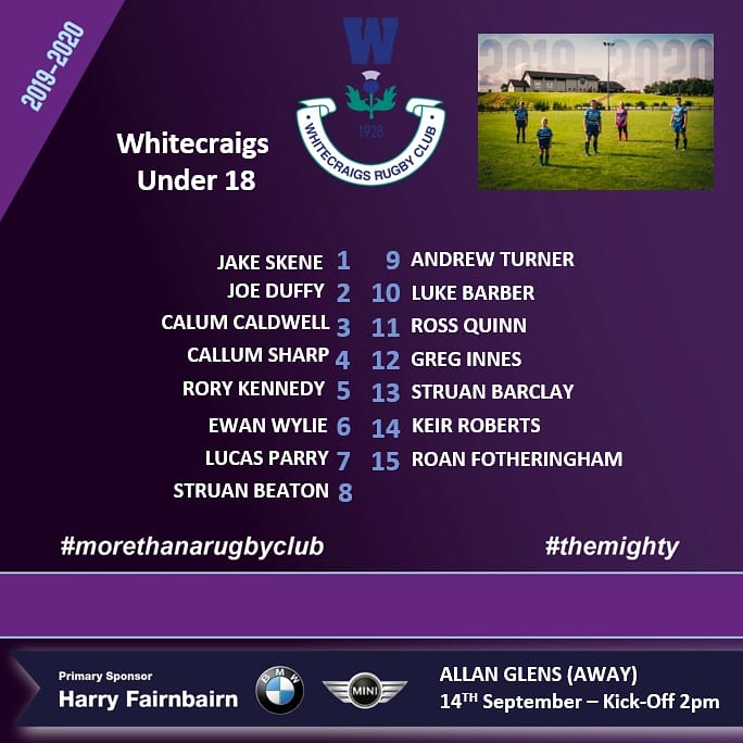 whitecraigsrc's tweet photo. Our Under 18 team for our trip to Allan Glen's this weekend in the Galant Conference. Tough game expected as always.
Good luck teams!
#whitecraigsfamily
#whitecraigs #themighty #morethanarugbyclub #asone #future1stXV https://t.co/taDglCwaow