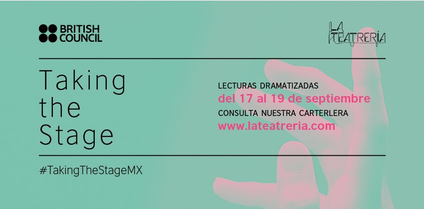 No te pierdas las lecturas dramatizadas de las obras seleccionadas para #TakingTheStageMX del 17 al 19 de septiembre. 📖🎭
*ENTRADA LIBRE*
-----------
Regístrate AQUÍ ===> bit.ly/RegistroTTSMX
