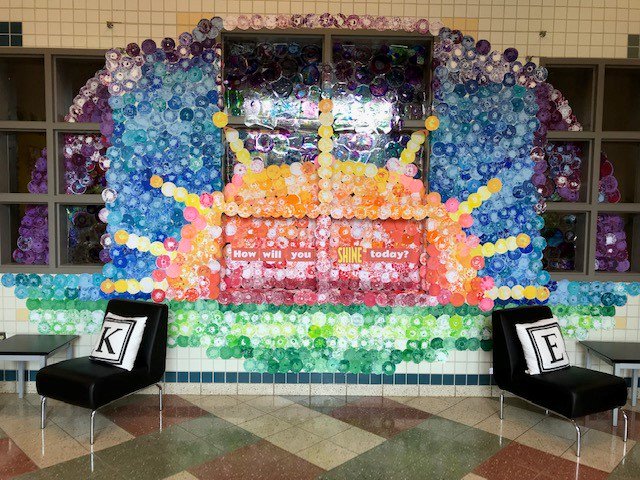 southrnarttchr's tweet photo. Pleasant Knoll Elementary School - How will you SHINE today? Celebrating Dot Day with over 990 students! #PanthersEngaged #PKESadmin https://t.co/3Nxp1ZZlmT