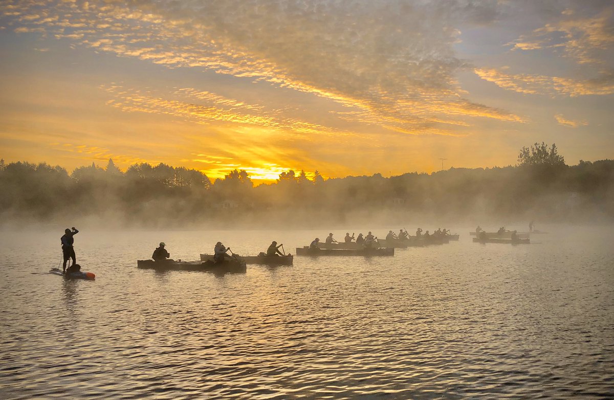 LimelightMuskok's tweet photo. The start of the race in the little town of Whitney for today’s Algonquin Outfitters Muskoka River X. Coureur des Bois. This was taken at 7 am this morning And participants will race all day in this 90 km race. https://t.co/cNUcoVZclP