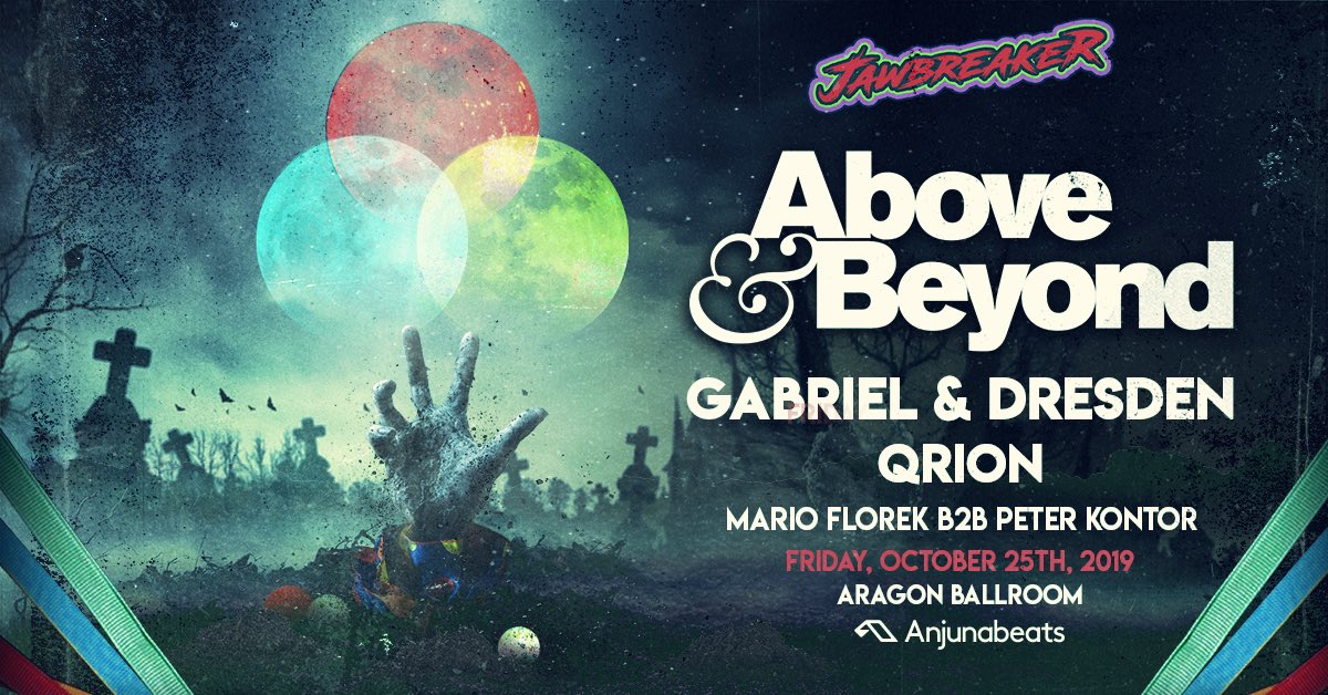 We’re excited to announce our full line up for #JawbreakerFest! <a href="/aboveandbeyond/">Above & Beyond</a>, <a href="/GabrielNDresden/">Gabriel & Dresden</a>, <a href="/_Qrion_/">Qrion</a>, <a href="/MarioFlorek/">Mario Florek (1/2 SAMA & XM Project)</a>, and Peter Kontor join us at the <a href="/AragonBallroom/">Aragon Ballroom</a>! 

Tickets: fanlink.to/Jawbreaker 🎟