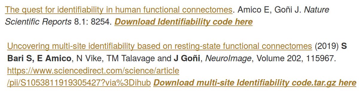 jgonicor's tweet photo. #CONNplexityLab Matlab packages including code and functional connectivity data to assess (and improve!) test-retest identifiability at https://t.co/3YM1jPenZE. Just check for identifiability_code (within-site) and multi_site_identifiability_code and their respective publications https://t.co/iw6lhEX63v