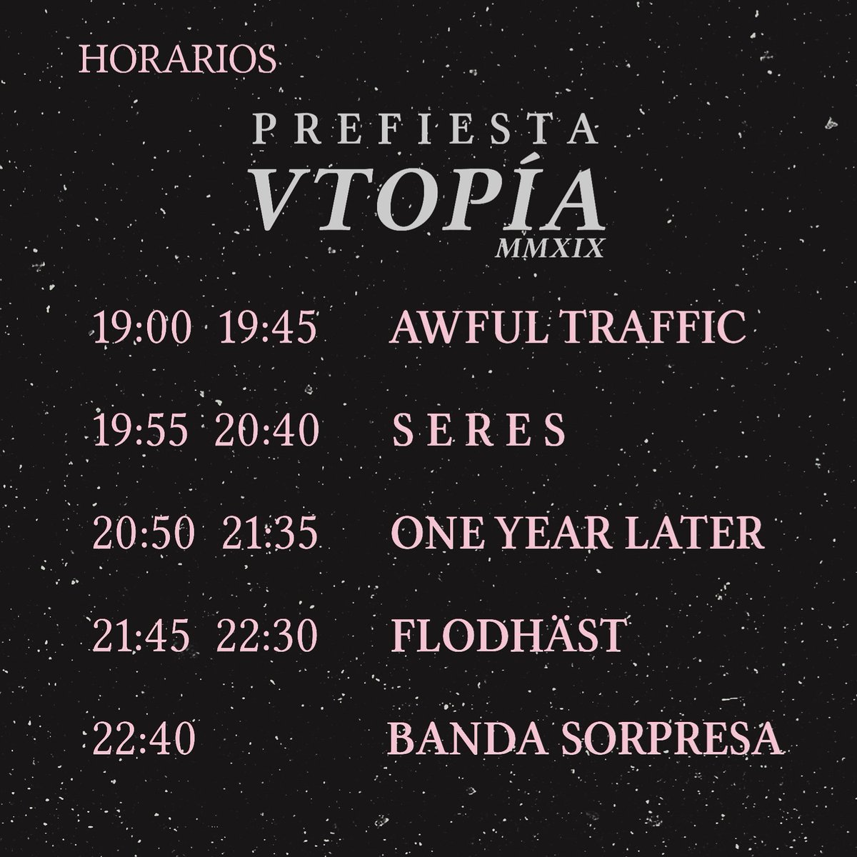 la Prefiesta del Utopía es algo que hacemos amigos para amigos, queremos invitar a todos los colegas,Desde integrantes de bandas, promotores y miembros de colectivos, todos ustedes pagarán la mitad del boleto esperamos pasar un buen rato con todos ustedes, avísenle a más amigos🖤