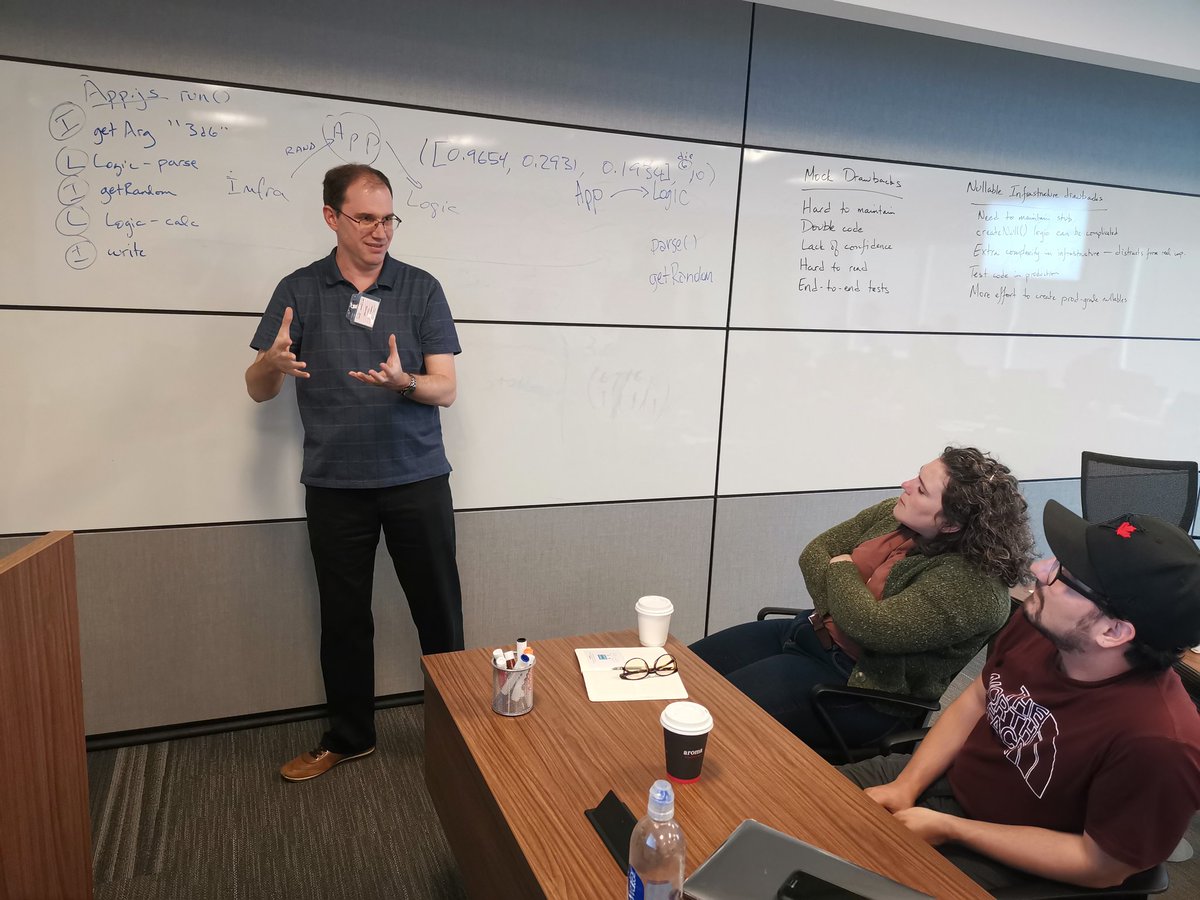 mariusbutuc's tweet image. Logic club sandwich, A-frame architecture, mob programming, refactoring, rolling dice, etc —all towards #tddfaster with @jamesshore at #assertjs