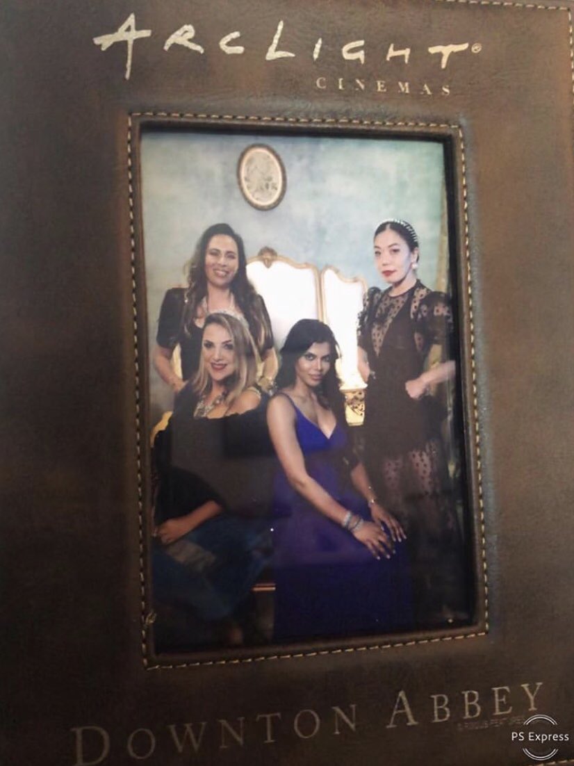 ItsJanShiva's tweet photo. Striking serious poses because NO ONE smiled for the camera in the 1920's @DowntonAbbey. #Thankyou @HallieDaily for another fun night out. You were the bell of the ball at the Downton Abbey Experience preview event at @ArcLightCinemas in #Hollywood. 
#GNO https://t.co/2cebK2bEEW
