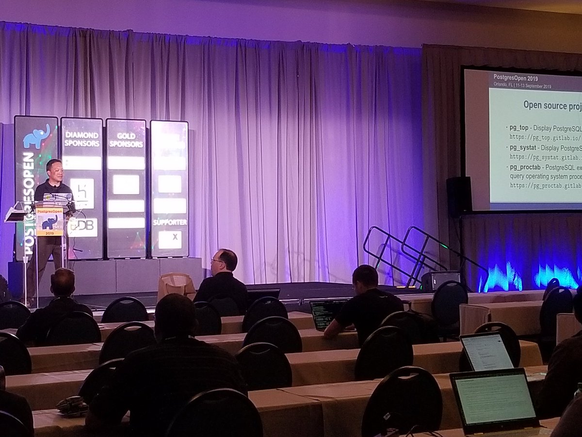 BonesMoses's tweet image. Mark Wong giving his talk on stat tools in #Postgres @PostgresOpen 2019! #2qlovespg #pgopen2019