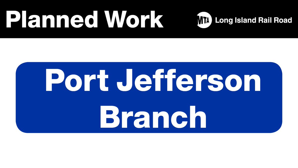 This Sunday, train service between Penn Station and Huntington will be reduced to hourly due to switch replacement work.  Trains between Huntington and Port Jefferson will run every 2 hours.