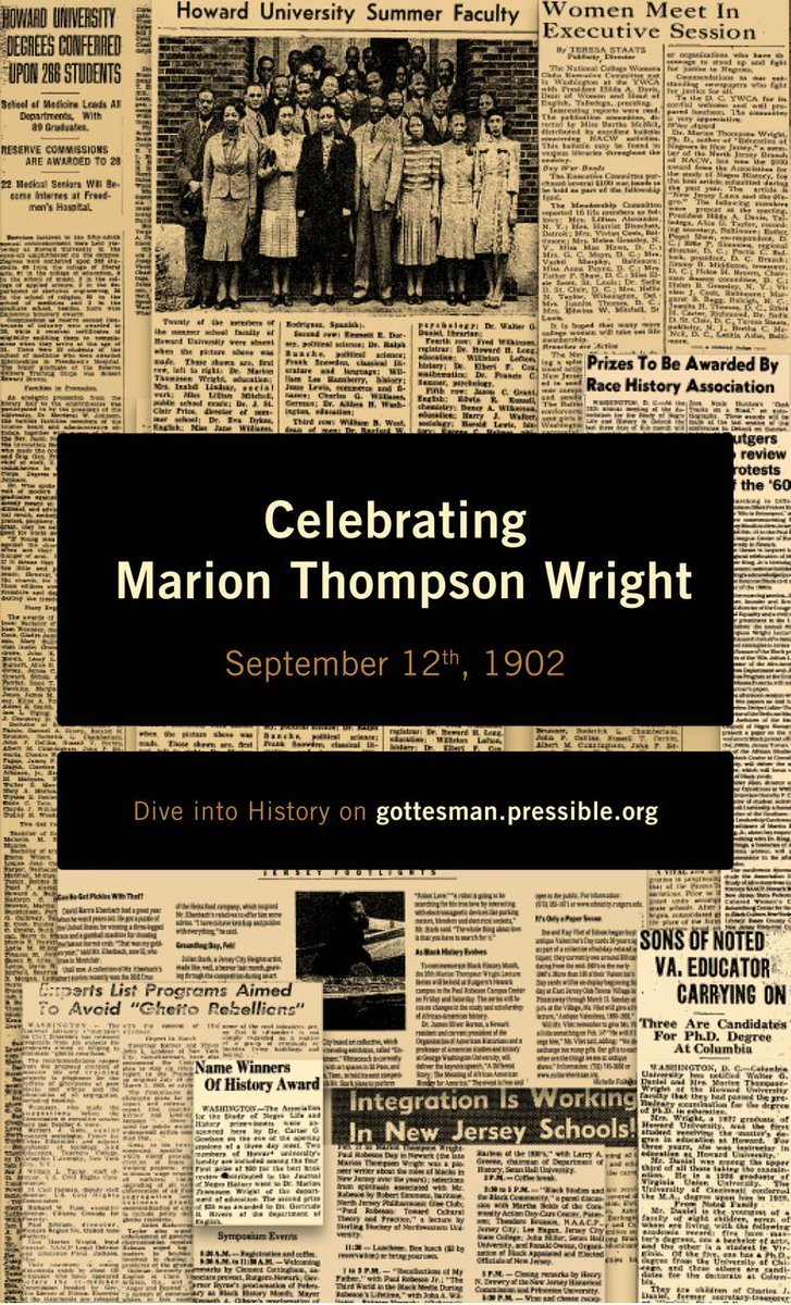 TCgottesman's tweet image. ICYMI: Yesterday was the 117th anniversary of the birth of  Marion Thompson Wright, #TCAlum and the first Black woman awarded a Ph.D. in the US.

Read more on the @EdLabTC blog: go.tc.edu/irebef &amp;amp; read her historic dissertation in #PocketKnowledge: go.tc.edu/jumla