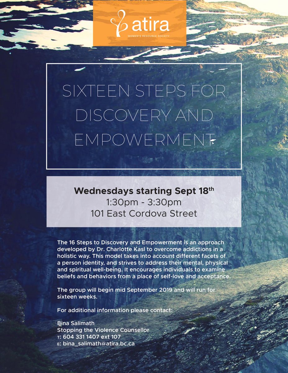 FreeOfViolence's tweet photo. Next Wednesday, we will be starting our 16 Steps for Discovery and Empowerment Program! This holistic approach to overcoming struggles with substance use strives to address a person's mental, physical and spiritual well-being. See our poster below for more details. #16steps https://t.co/MdMcmMS3yZ