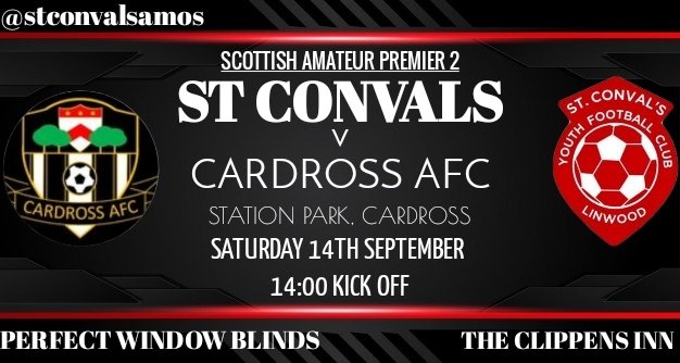⚽ - <a href="/CardrossFc/">Cardross Amateurs FC</a>
🏆 - League 
📍 -  Station Park Cardross 
📅 - 14/09/19 
⏰ - 14:00 ko                                              

#cmontheconnies 

<a href="/Scottish_AFF/">AmateurFixturesResultsSCO</a> <a href="/AmmyFitbaNews/">AmmyFitbaNews - 309+ Photos</a>