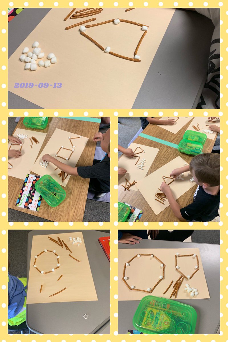 Matheny2nd's tweet photo. Having fun with 2D shapes. We got to eat the sides and vertices 😀 @Matheny2nd @GingerBryan15 @ActonElementary #BeActon https://t.co/IZGL4J6YAT