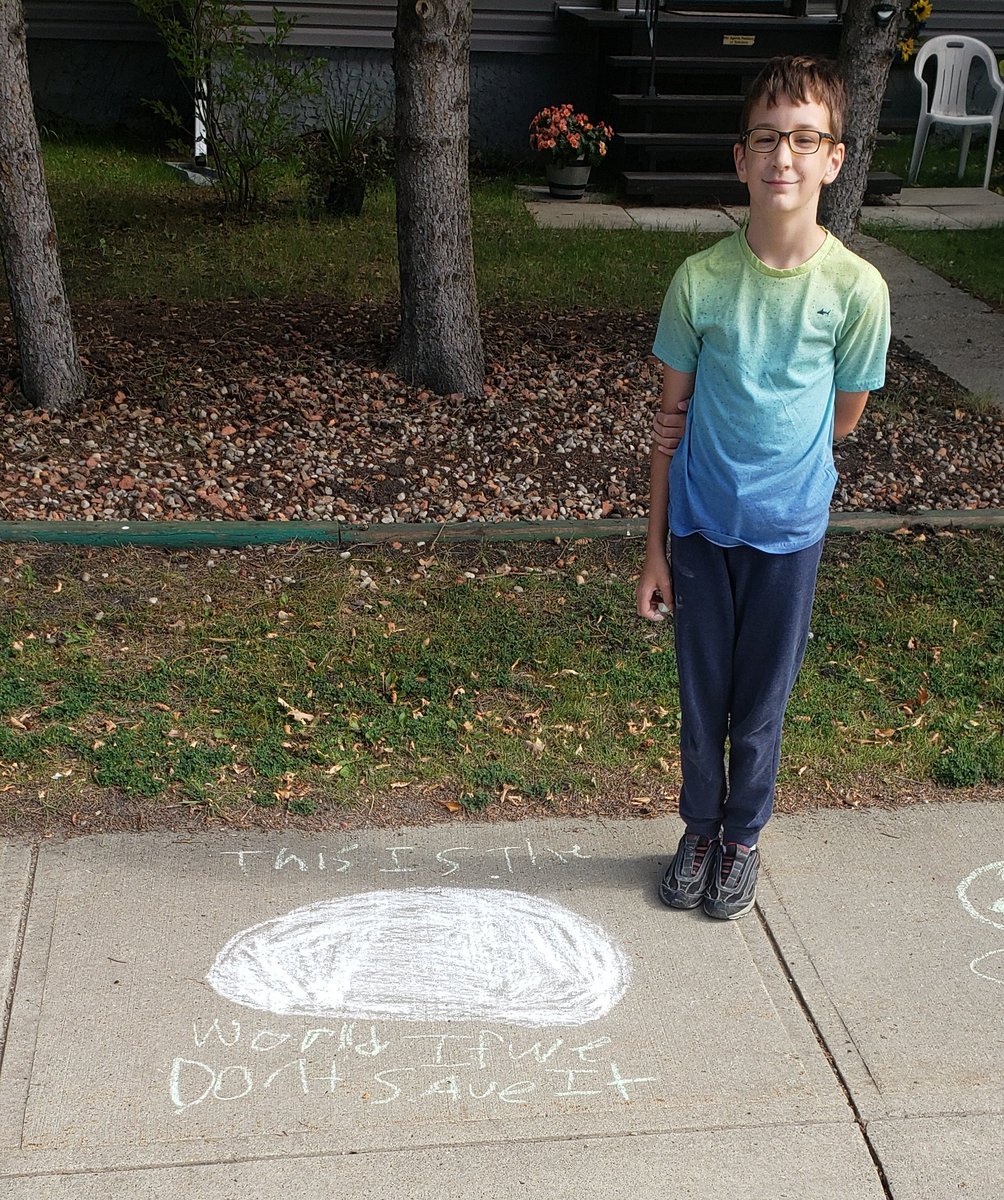 Itsyboom's tweet photo. We didn't make it to the legislature today due to an upset tummy, but once recovered, the kids still wanted to express themselves.  #FridaysForFuture #climatecrisis "This is the world if we don't save it."  "Save Earth" https://t.co/0V9zEHVMLO