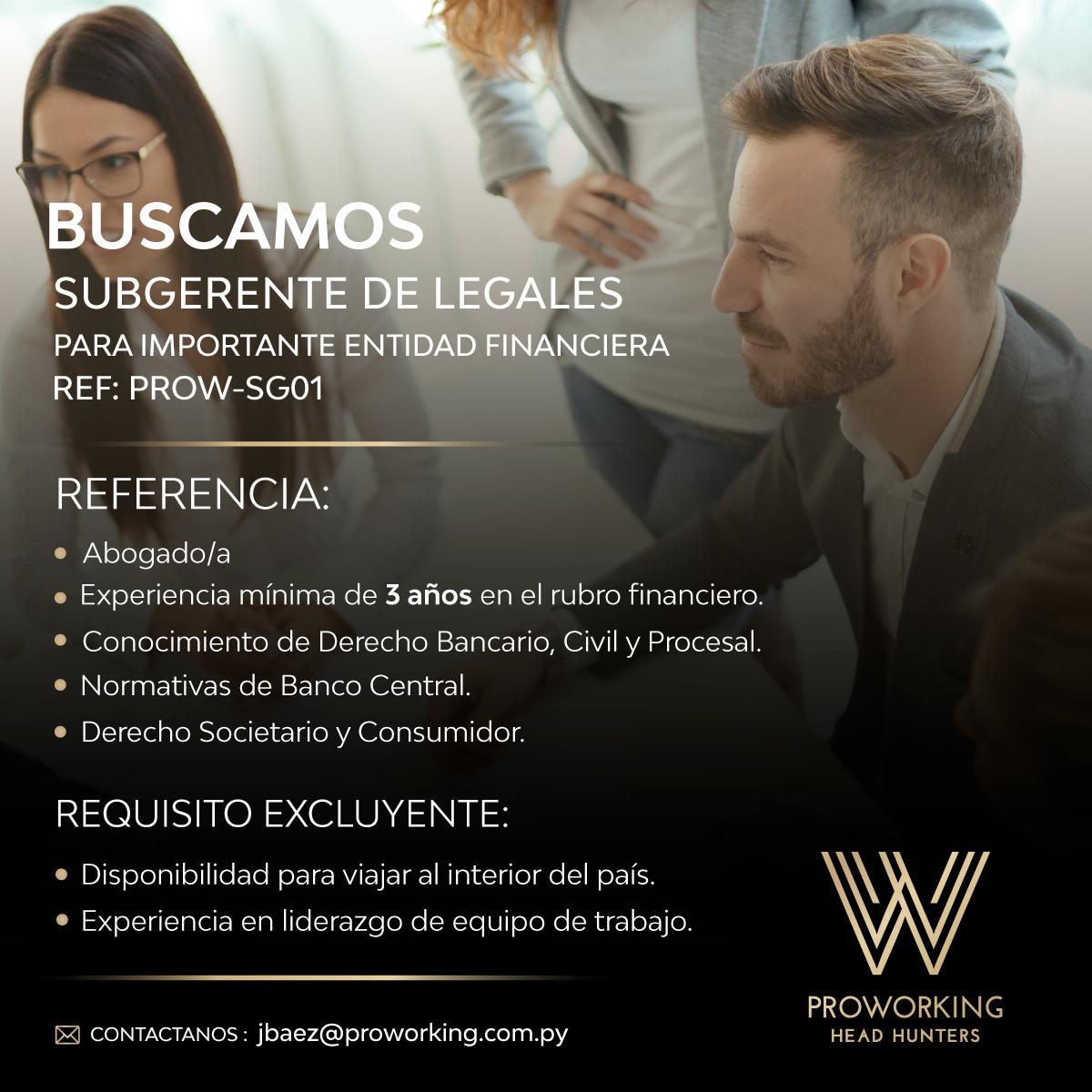 ProWorkingpy's tweet image. BUSCAMOS SUBGERENTE DE LEGALES 💼

Nuestro cliente es una prestigiosa entidad financiera.

Chequeá el perfil y si te sentís identificado, envianos tu CV a jbaez@proworking.com.py

REF: PROW-SG01

#ProworkingPy ✅