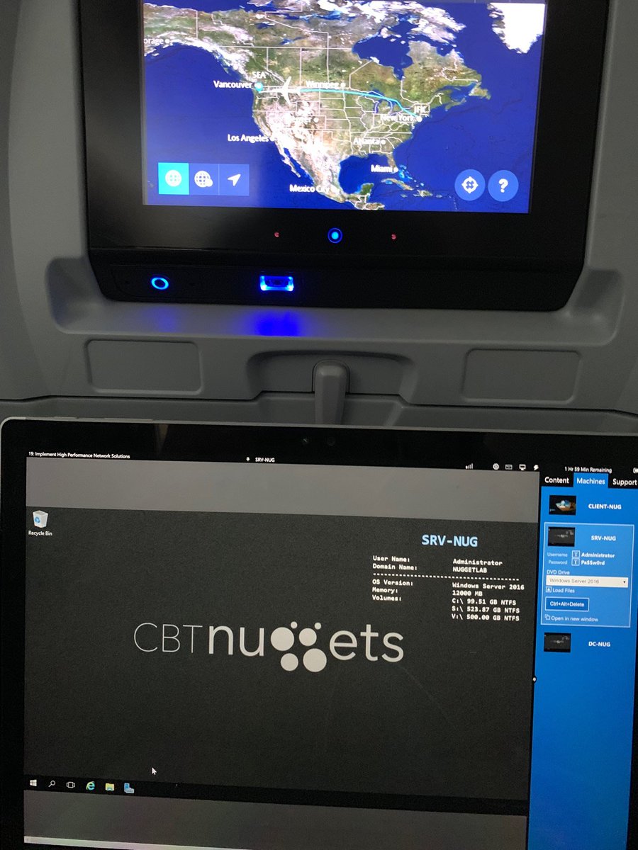 GarthSchulte's tweet photo. Building virtual labs 30,000 feet up, coast to coast. ✈️ 💪
#LabITup #CBTNtrainer https://t.co/zGSpX8G2bv