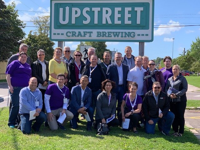 A day filled with learning and connecting with people in PEI. Thanks to <a href="/UpstreetBrewing/">UpstreetCraftBrewing</a> for giving us a look inside your world, and how you help those in your community. #GTAPM2019 #helpingourcommunitiesthrive #livingourpurple