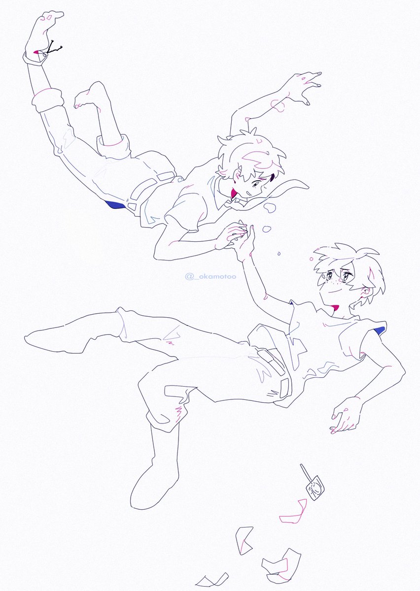 Some lineart/drafts of old Sarazanmai art! Will be posting this kinda stuff on Instagram (okamoto_art) lol let me promote ? 