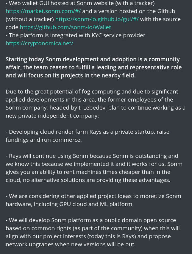sonmsupremacy's tweet photo. #Friday13th #SONM #CEO pronounced the development discontinued effective immediately, the future of the project now "a community affair". All the team effort from now on is to be concentrated on @raysrender, a private "click Render and have a coffee" company. 🥳👏

#seriously https://t.co/FybJsc93fa