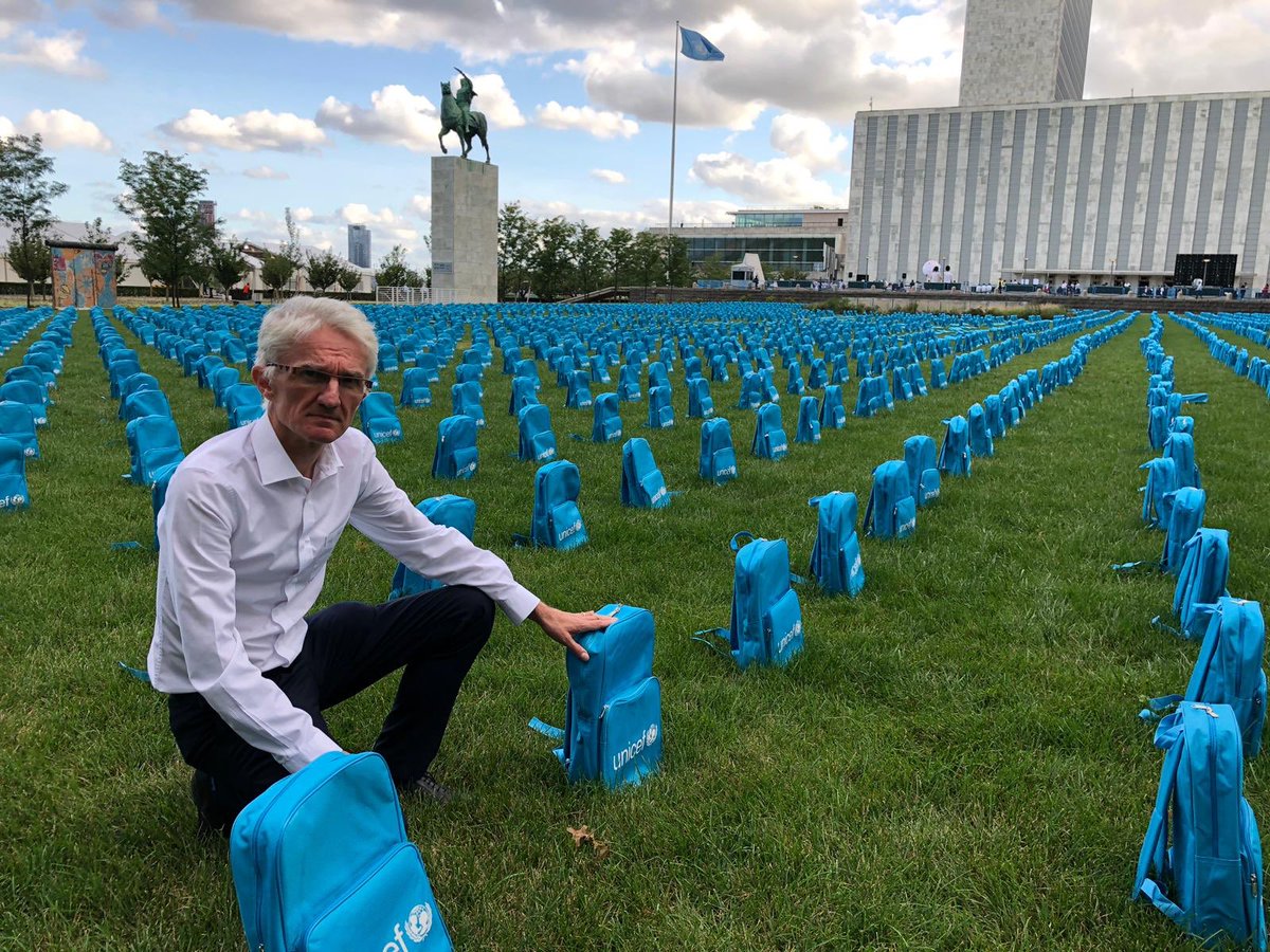 UNReliefChief's tweet photo. 3,758 backpacks.
3,758 children not going back to school because they were killed in conflict last year.
Today I visited @UNICEF’s powerful and heartbreaking installation @UN.

World leaders need to do more to #ENDviolence against children, and all civilians caught in conflict. https://t.co/yhBYUto75N