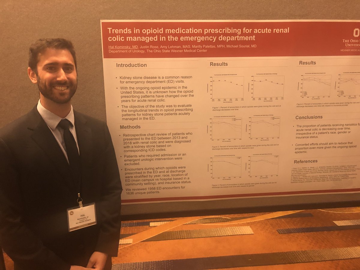 OSU_Urology's tweet photo. PGY4 Dr. Hal Kominsky and PGY3 Dr. Jenny Saluk present their research in the #endourology/stone disease poster session at @NCSAUA! Strong work! @JennySalukMD @BodoKnudsen @MSourialMD #NCS2019 #research https://t.co/Oh7EbKfTS0