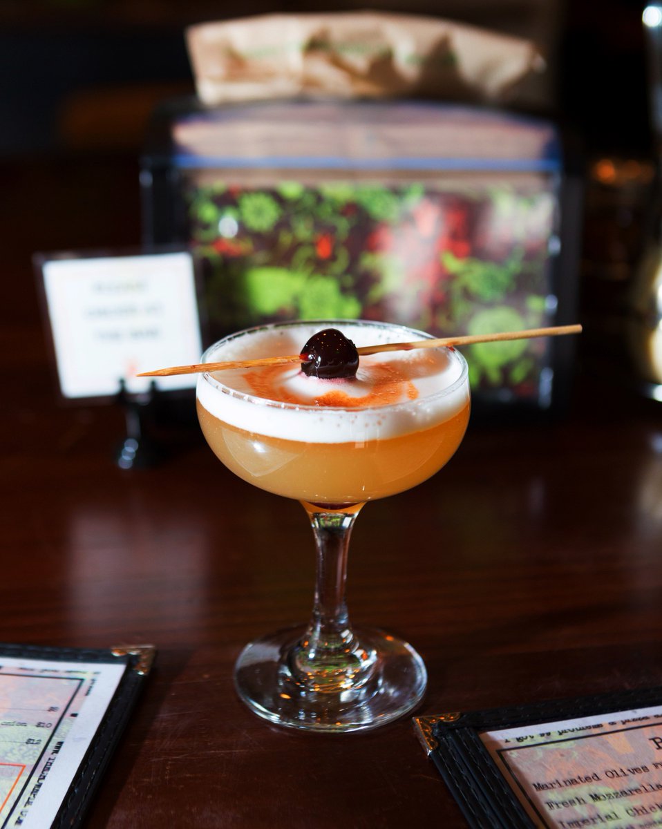 Who doesn't love a classic whiskey sour? Ours is a fine blend of George Dickel Rye, egg white, simple, lemon angostura and house-made whiskey-soaked cherries for a little something extra.
