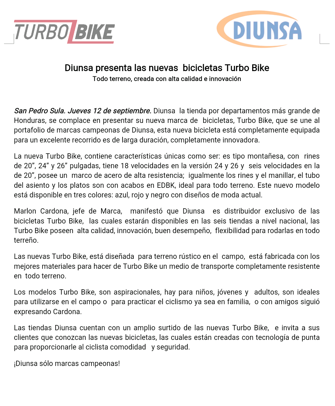 Diunsa honduras bicicletas sale