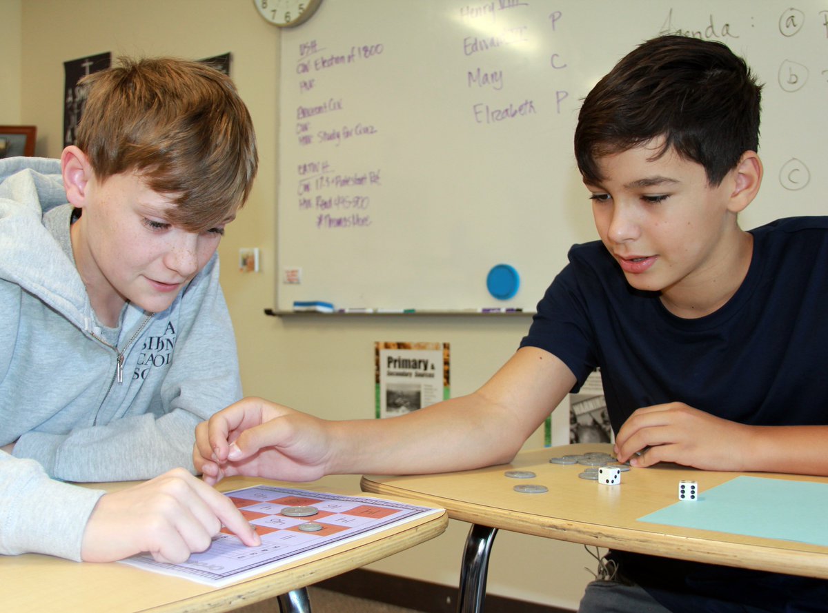 sierracanyon's tweet photo. Today’s #LearningForwardFriday spotlight is from our Middle School Foundations of Math class. Students are having fun with an activity, while learning order of operations along the way! #WeAreSC #Math #Learning #FridayFun https://t.co/wnreC1Cr4Q