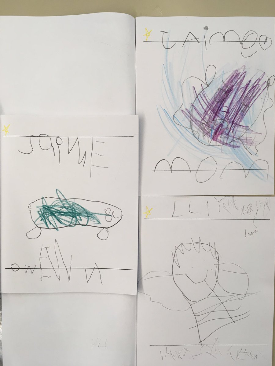 Mme_A_Reid's tweet photo. Pretty proud of these first ever journal attempts! Bravo mes amis! And thanks to @rbathursthunt for the help! #FIKindergarten #FirstTimeKindieTeacher #FirstTry https://t.co/Rg2clgC5Qk