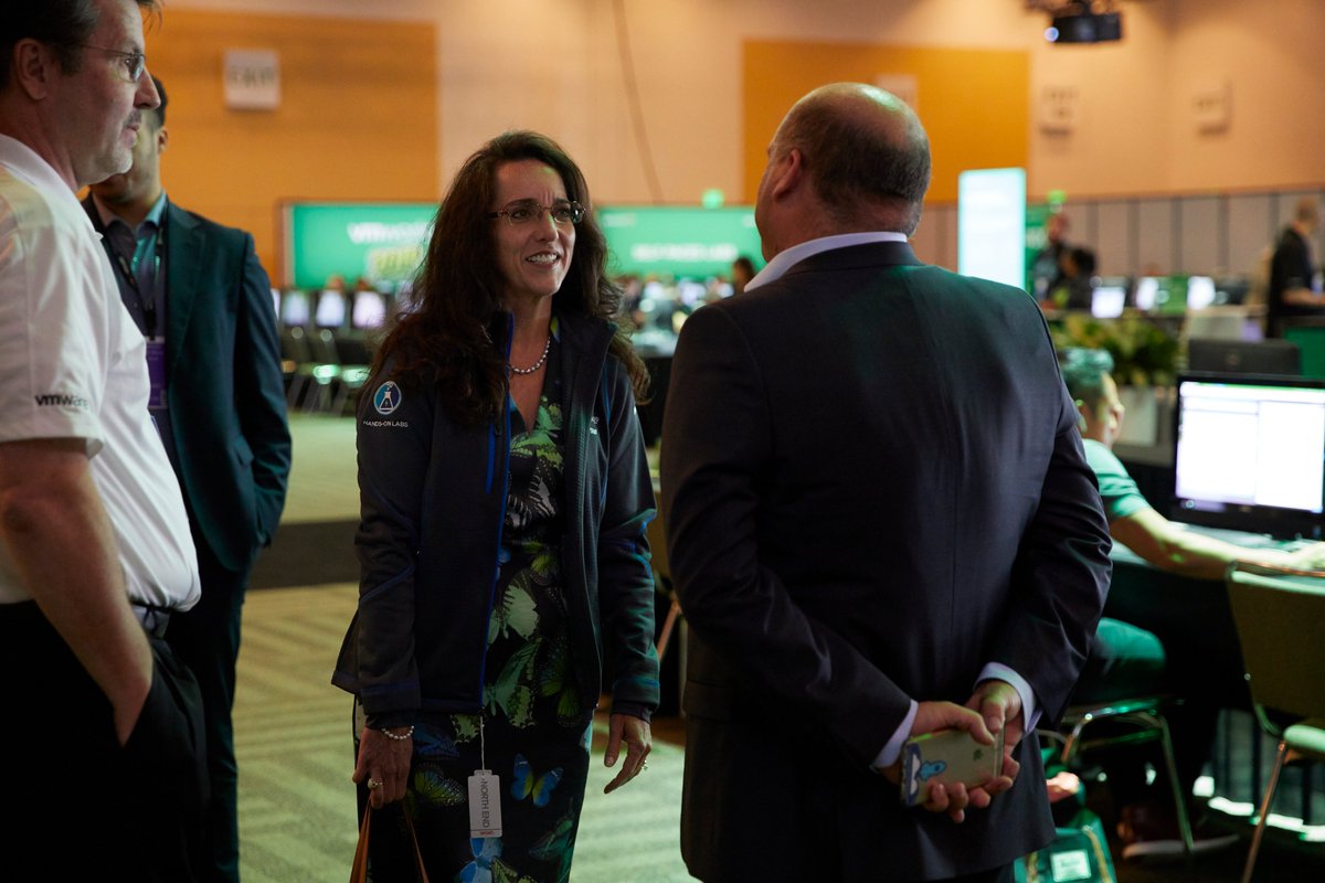 VMwareHOL's tweet photo. Our Chief Marketing Officer, @rmatlock, rocking a Hands-on Labs jacket during her VIP Tour of the @VMwareHOL room at #VMworldUS - we love to see it! https://t.co/Dll7rJviV3
