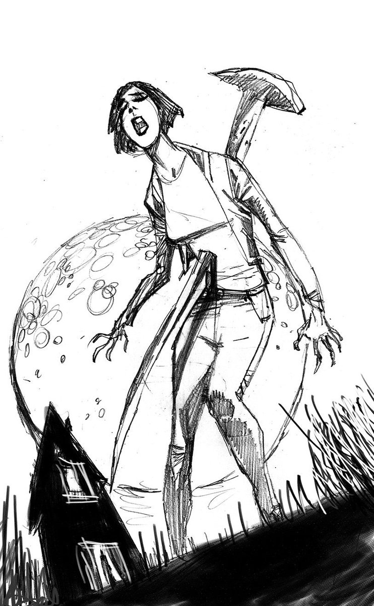 mccreaman's tweet photo. Idid a variant vover for #GideonFalls #17 from @ImageComics written by the amazing @JeffLemire and with art by the brilliant @And_Sorrentino - here's the process for you #processjunkies #FridayThe13th -first the pencils... https://t.co/8aGhnFXl0E
