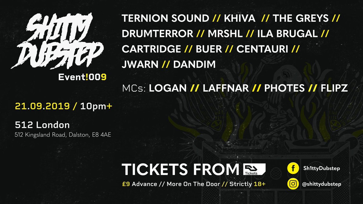 New addition to the next <a href="/ShittyDubstep/">Shitty Dubstep</a> event....@realkhiva! Looking forward to this one. <a href="/TernionSound/">Ternion Sound</a> TheGreys @Drumterror6S MRSHL @IlaBrugal <a href="/cartridge_dj/">Cartridge</a> <a href="/OfficialBuer/">Buer</a> Centauri Jwarn Dandim @logan_olm @Laffnar Photes <a href="/Flipz_MC/">Flipz MC</a>