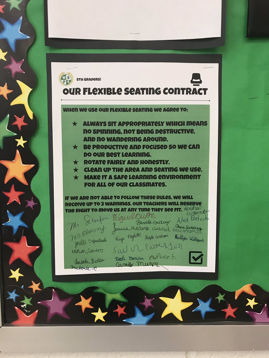 tinaschaefer20's tweet photo. Great job to our 8th graders who designed our flexible seating contract! They are loving it 😍. @WBPS_NJ @cdsilvestri @SHARV317 https://t.co/7YhoadbnH6