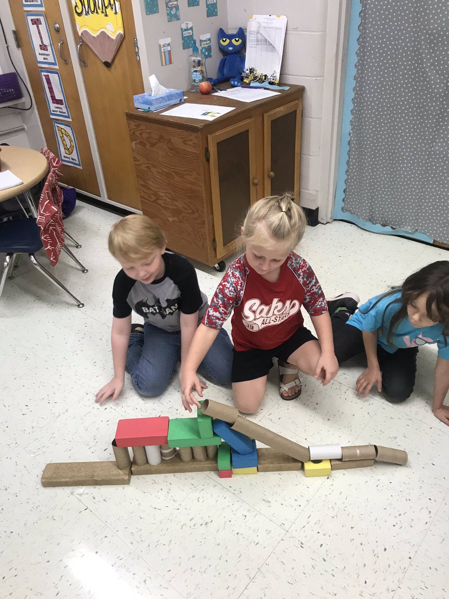 CShomber's tweet photo. FRIDAY STEM CHALLENGE at Saks Elementary! How can we make a slide that a ball will roll down? These kinder engineers are impressive! #STEM #seswildcats @ccboe_news https://t.co/9KIco06vkz