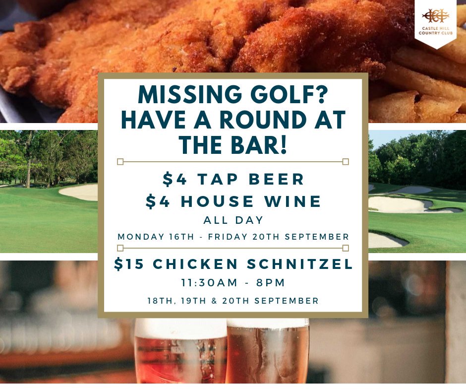 Just a friendly reminder that our course will be closed for greens coring and renovations from 1:00pm Sunday 15th September to Friday 20th September, reopening Saturday 21st September. 

In the mean time why not join us in the Clubhouse and take advantage of this great deal!