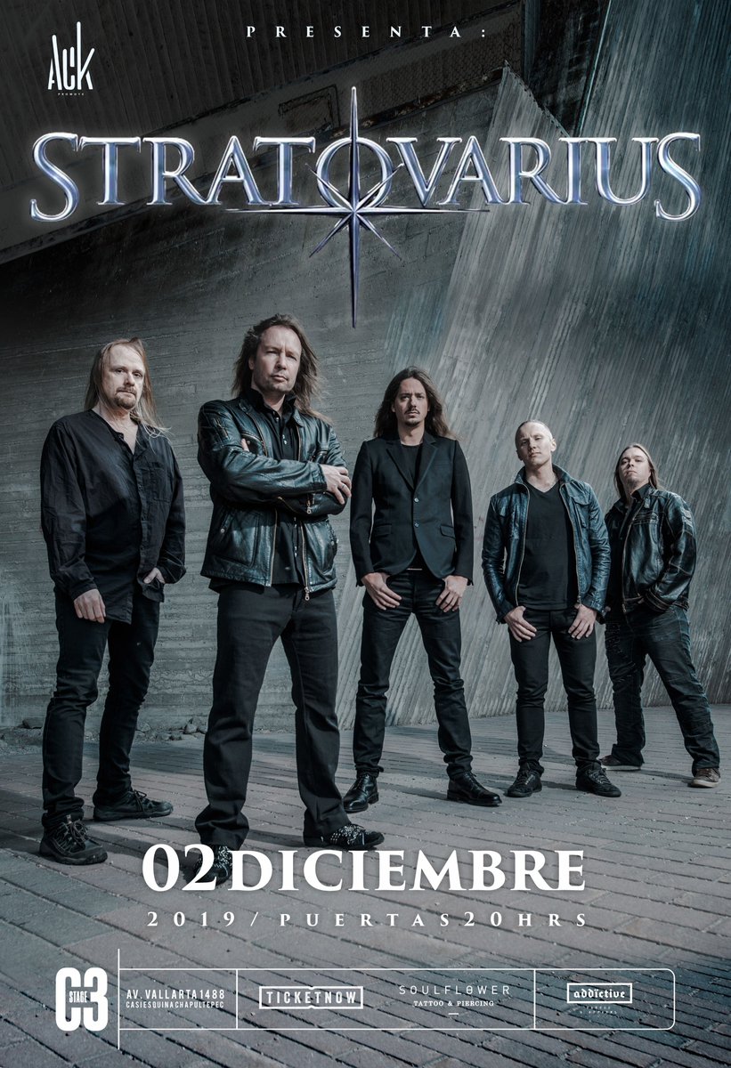 **STRATOVARIUS EN GUADALAJARA**
Desde Finlandia llegan los pioneros del power metal sinfónico: Stratovarius. La cita es el 02 DE DICIEMBRE en <a href="/C3Mexico/">C3 Stage</a> 🔥👊 <a href="/strato_official/">Stratovarius</a> 

YA PUEDES COMPRAR TUS BOLETOS EN TAQUILLA DE C3 Y TicketNow México: bit.ly/2kJ11kk

#ACKPromote