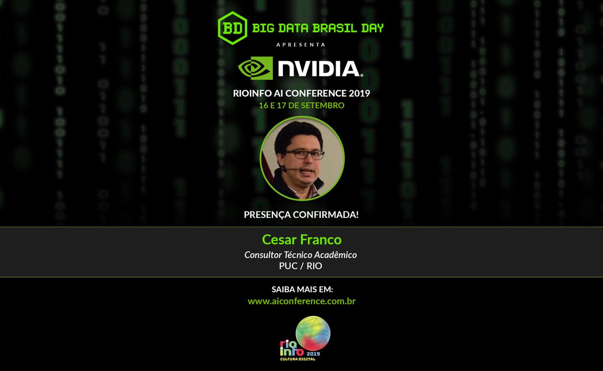 casfranco's tweet photo. Contagem regressiva para o Rio Info 2019 - NVIDIA AI CONFERENCE

https://t.co/cuCxQbP3Na 
@nvidia @NVIDIAAIDev @NvidiaAI https://t.co/1lS1cxwSRc