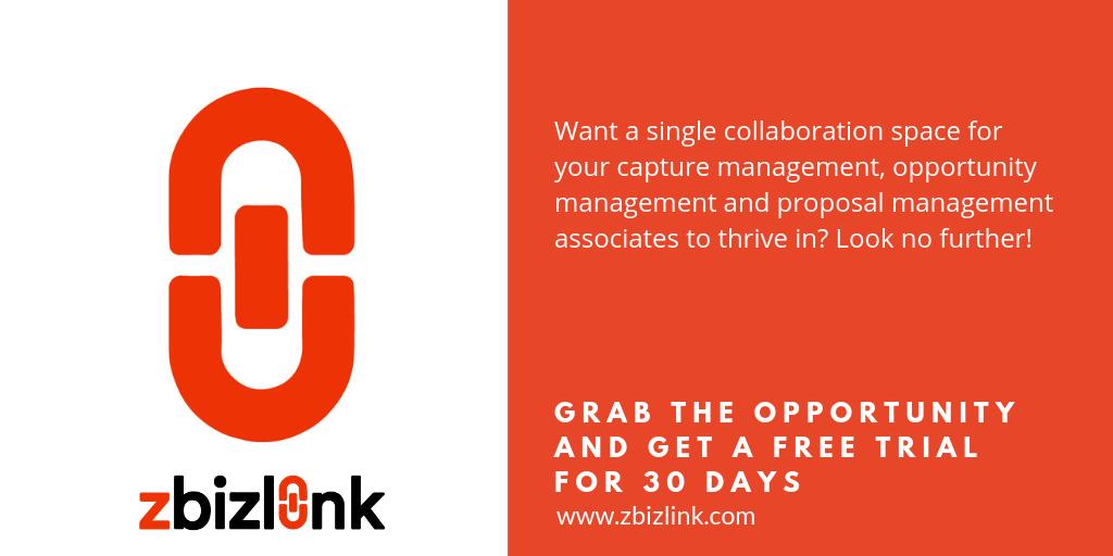 zbizlink's tweet photo. Want a single collaboration space for your capture management, opportunity management, and proposal management associates to thrive in? Look no further! Visit https://t.co/yNx9iKm3Yh to know more #ProposalManagementSoftware #CaptureManagementSoftware https://t.co/62ONpv42Yl
