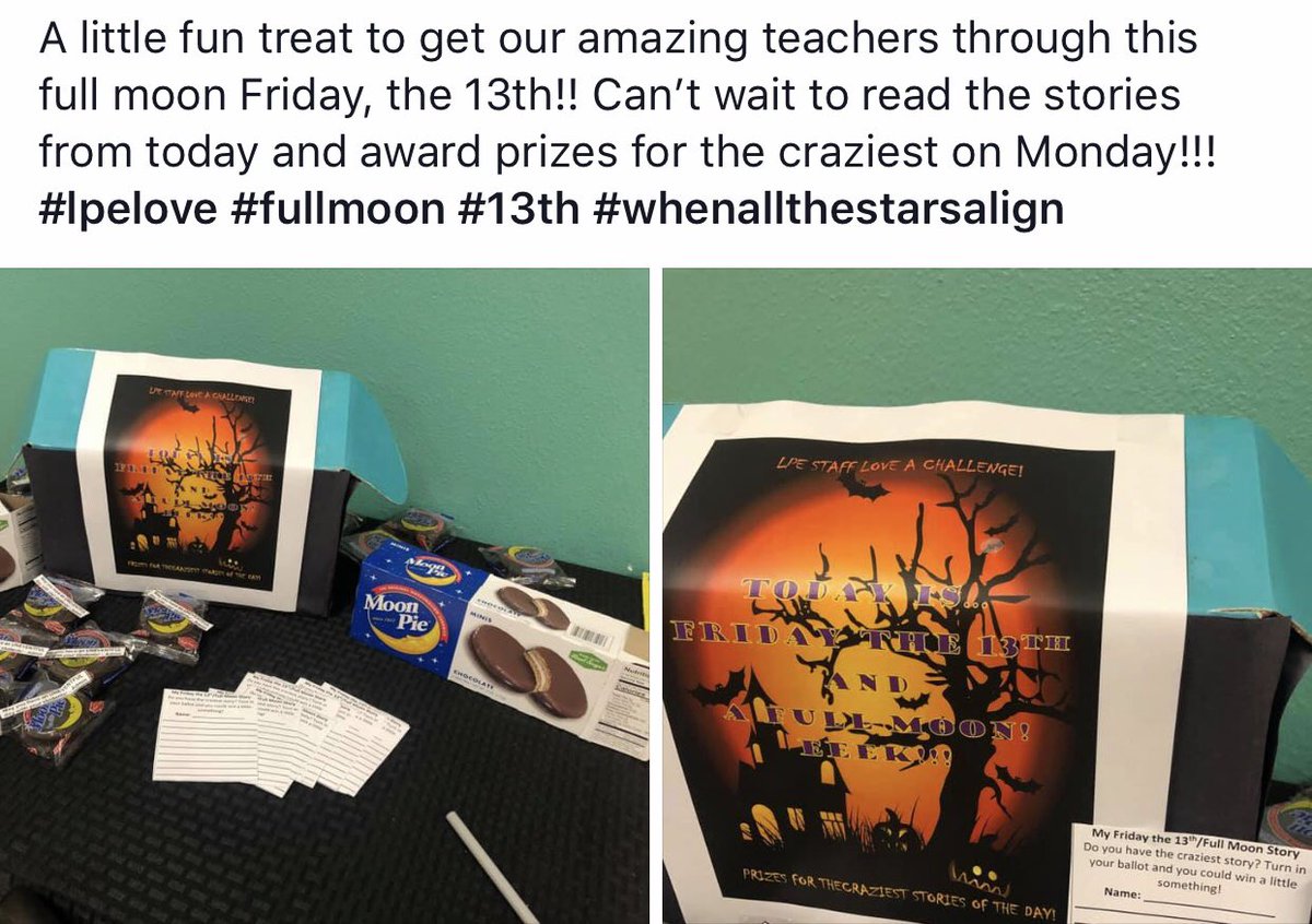 Ms. Hudspeth is creative and had a surprise for Staff today, on Friday the 13th....TGIF! <a href="/BastropISD/">Bastrop ISD</a> <a href="/lezlieringstaff/">Lezlie Ringstaff</a>