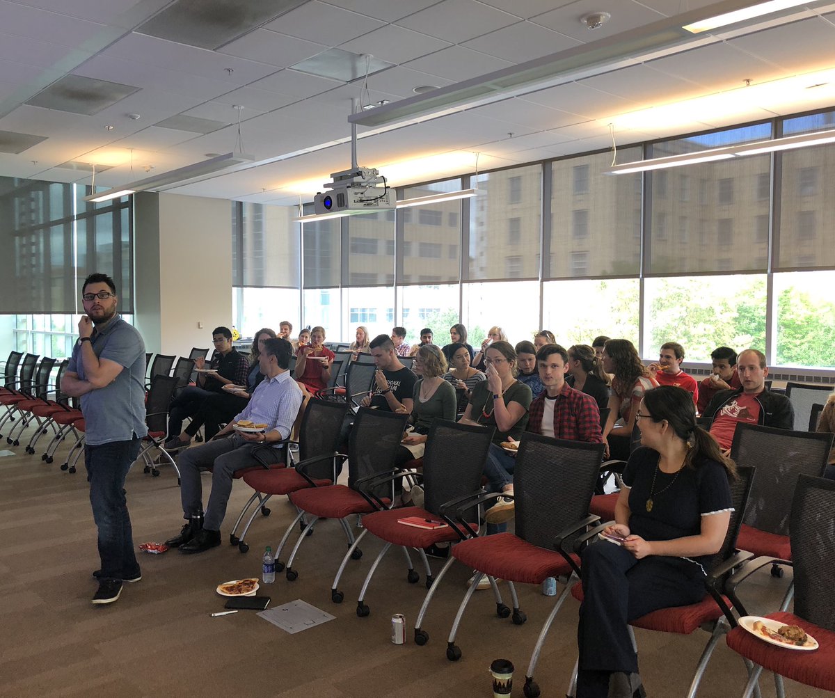 JudithSimcox's tweet photo. Crowd gathering in anticipation for the first metabolism floor meeting organized by @JasonRCantor to build the #MadisonMetabolism community. Bonus Jason is super photogenic #ModelScientist https://t.co/BWgnkjnKO9