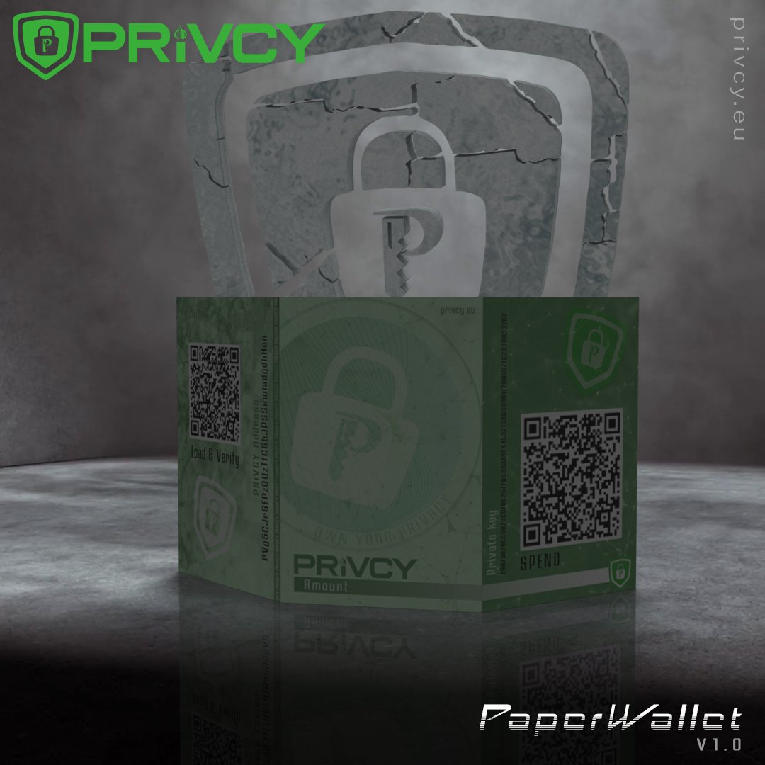 We released our first #paperwallet You can now print and put your $PRIV away in any location you feel comfortable with. Use it as a #gift for someone or hand them out as #promotion . Get it here: privcy.eu/PaperWallet/ or github.com/privcycoin/Pri… #ownyourprivacy 😎👊
$PRIV #btc