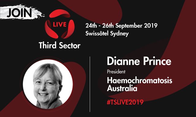 ThirdSectorAU's tweet photo. Happy to have Dianne Prince, President of Haemochromatosis Australia, to share her Case Study on Understanding the CPC framework for success during #TSLIVE2019. Join us https://t.co/6DfL1N0AuP https://t.co/lVRNQJv2bM