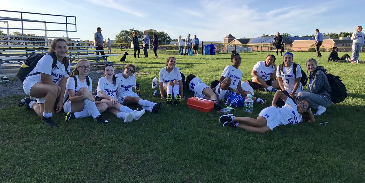 MHSGuidance1's tweet photo. SubVarsity Falcons Soccer resting after 3-1 win against Bourne! Goals by Ava D &amp; Lexi G; shout out to Hailey G &amp; Norah P for playing in net today! Great team effort all around. Awesome win for Varsity @Mashpee_GSoccer so proud of #CohesiveUnit #BlueNation💙 https://t.co/bkZgG6uSxD