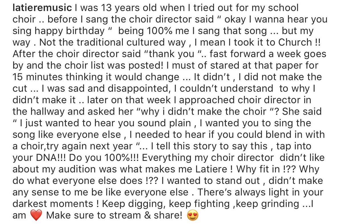 LatiereNow's tweet photo. Remember to always be you . It doesn’t make sense to be like everyone else . There’s always light in your darkest moments ! Keep digging, keep fighting , keep grinding ... I am ♥️ @Spotify @iTunes @youtubemusic @YouTube #BeYourself https://t.co/WC6OlopJQb