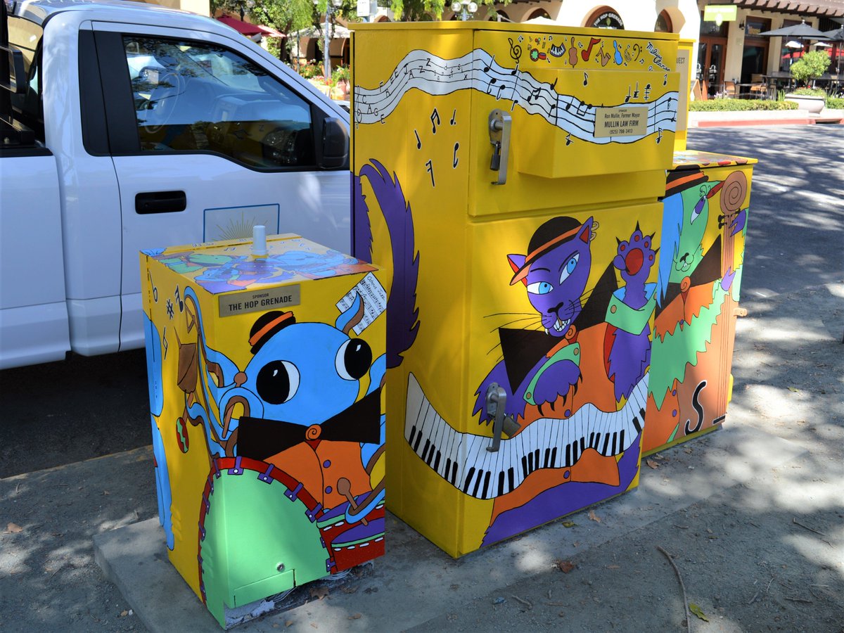The <a href="/CA_Concord/">City of Concord CA</a> worked with the <a href="/ArtConcord/">Concord Art Association</a> to dress up utility boxes around Todos Santos Plaza. The Art Association recruited local artists to paint the utility boxes in various themes, sponsored by local businesses.