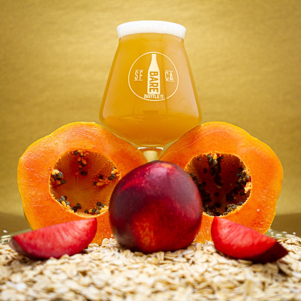 Oaty McOatface
Oat forward Chewy IPA
6.5%ABV
Along with Amarillo, Citra, and Mosaic hops, cereal grains are the breakfast of brewing
champions: 3 kinds of oats, 2 kinds of wheat, and flaked rye. A smooth &amp; pillowy tropical treat.
#barebottle #bernalbrewed #ipa