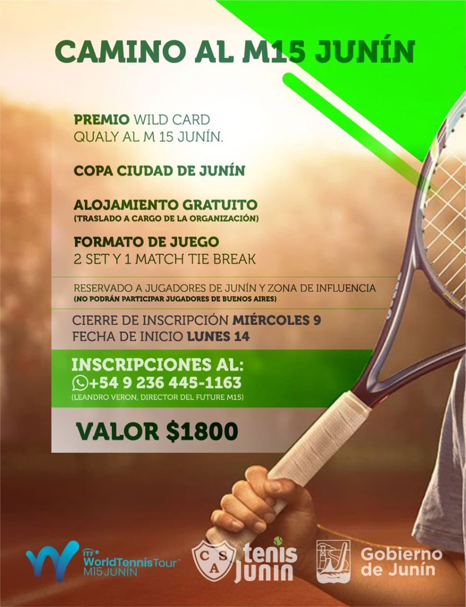 CASarmientoOf's tweet photo. 🎾💪 #TenisCAS ¡Solo 30 días para cumplir un sueño!
#VamosVerde ✅ https://t.co/0dVABmvGyt